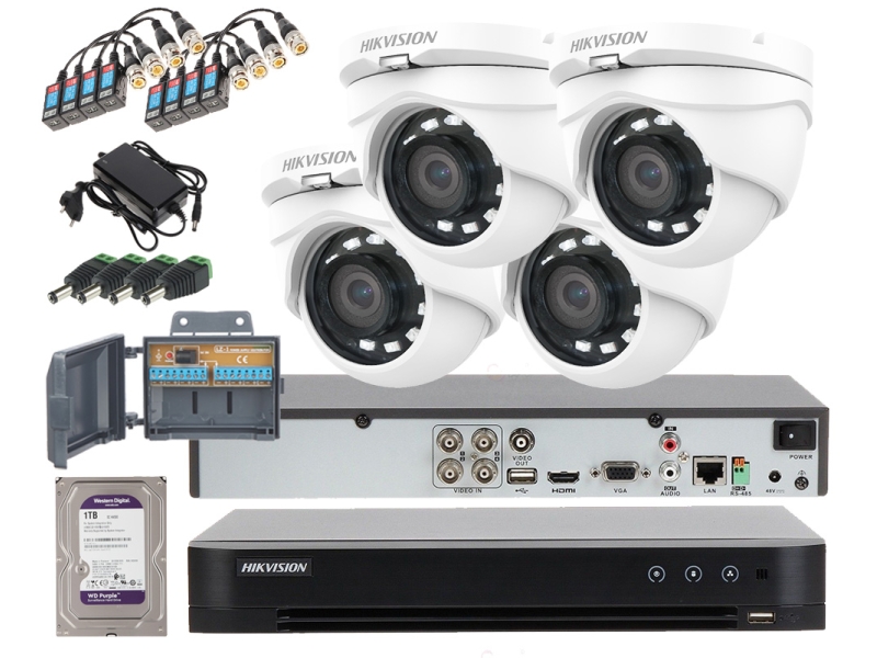 Zestaw monitoringu Hikvision 4 Kamery DS-2CE56D0T-IRM 3.6mm 2Mpx Full HD D-WDR